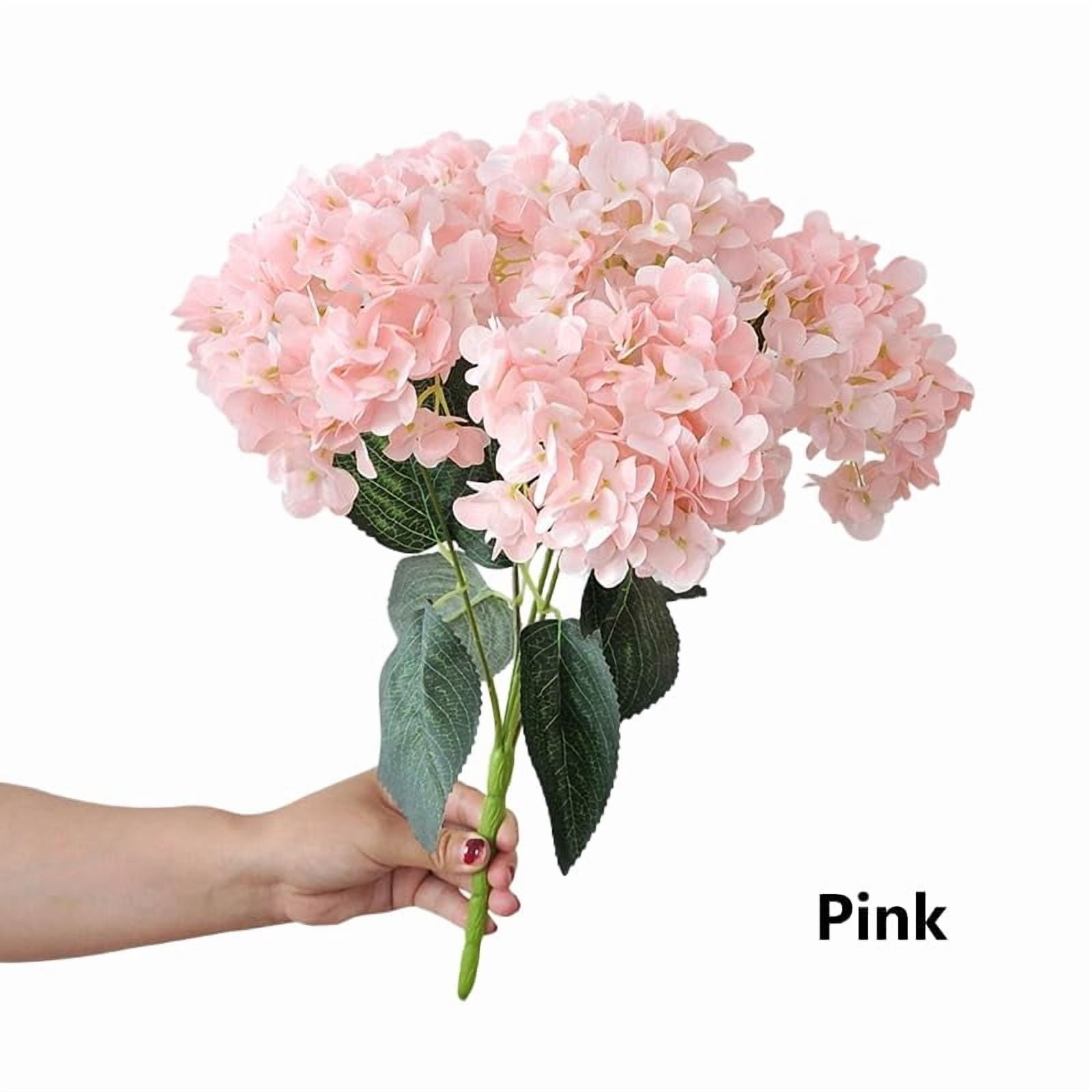 Artificial Hydrangea Flowers Outdoor, 17.7" Faux Hydrangeas with 5 Heads, UV Resistant Waterproof Silk Flowers for Porch Garden Wedding Decor