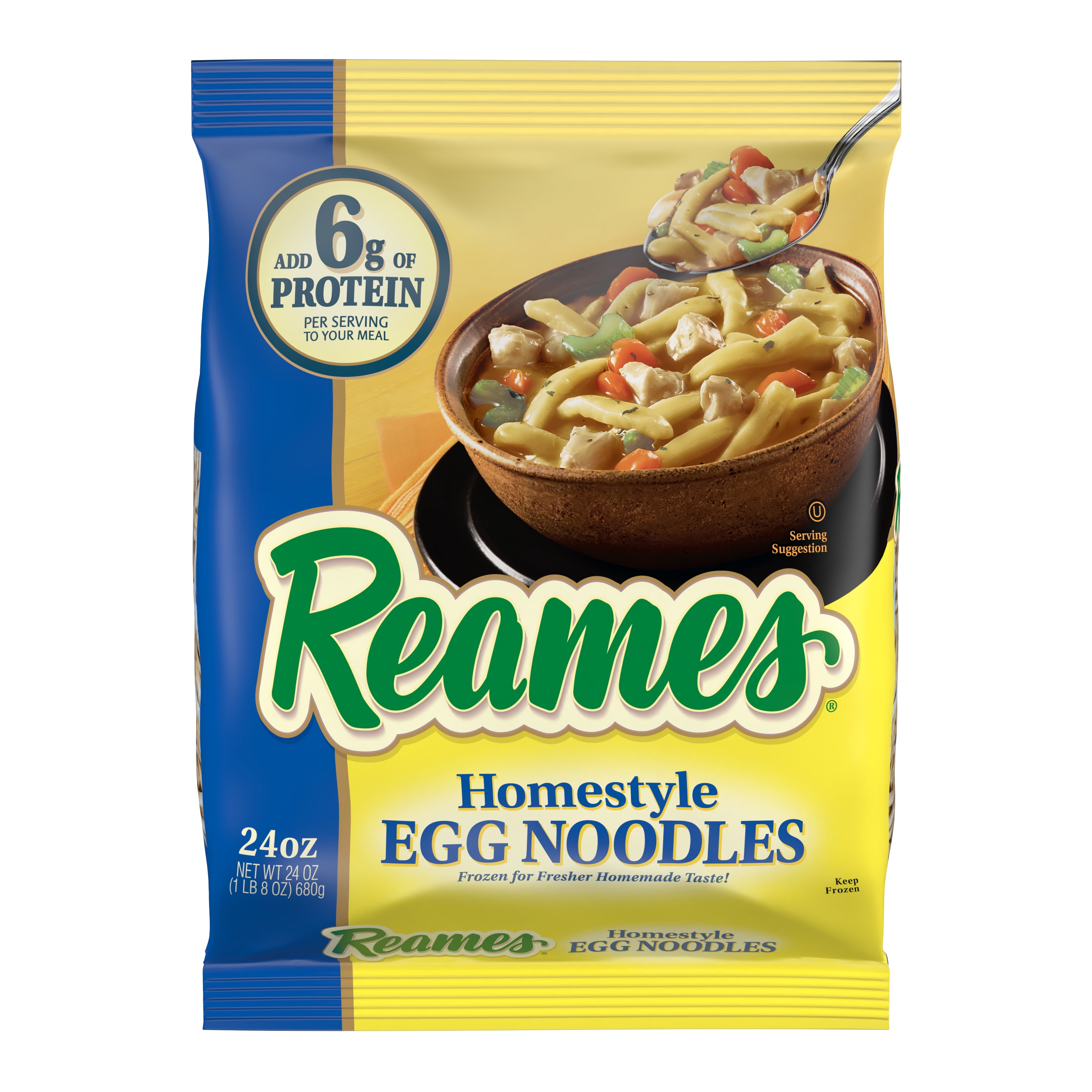(4 pack) Reames Homestyle Egg Noodles, 24 Ounce Bag (Frozen)