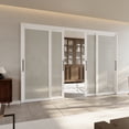 thumbnail image 3 of 120" x 80" 1-Lite Frosted Tempered Glass Room Divider Double Sliding Closet Door with Hardware & Handles, 3 of 8
