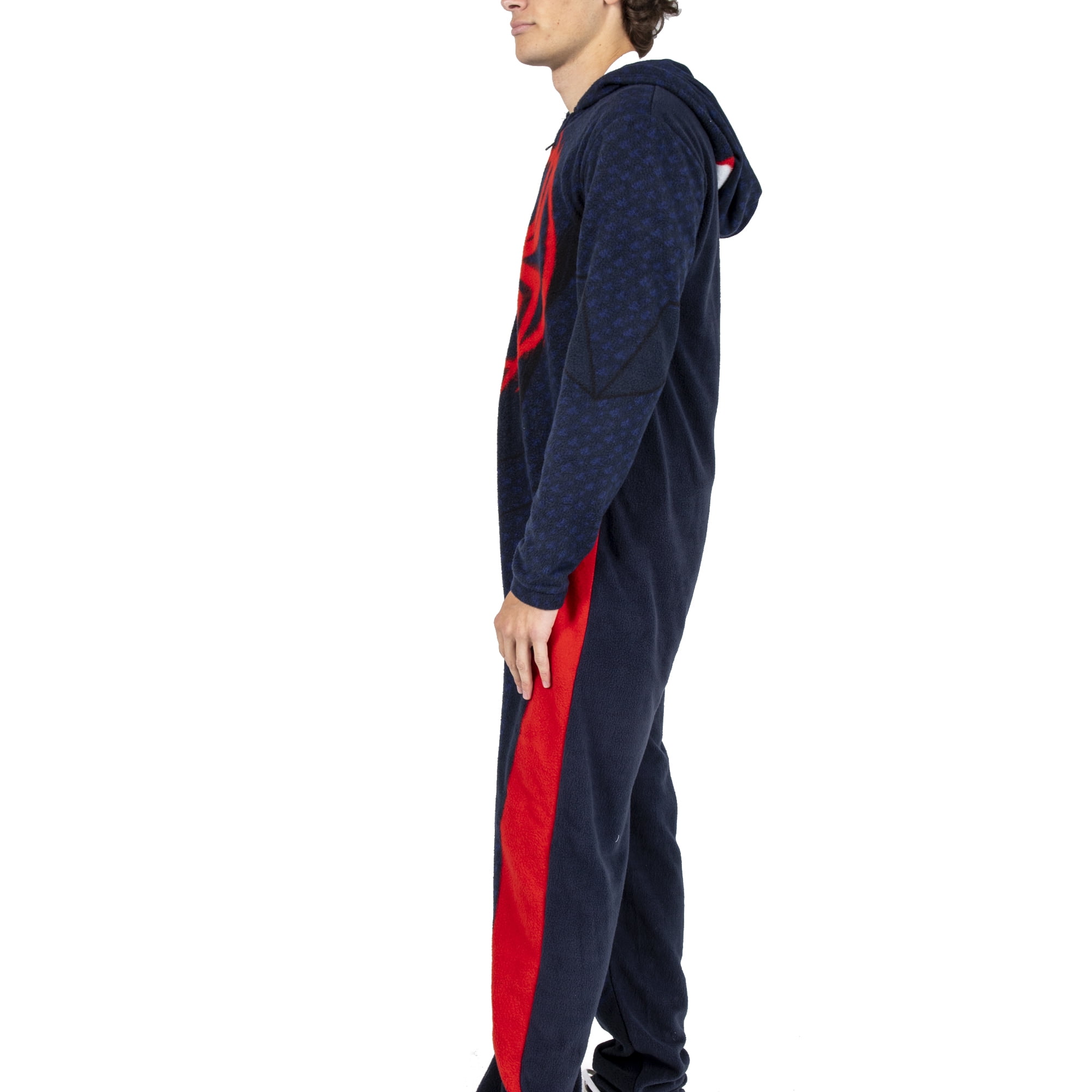 Spider-Man Miles Morales Men's Hooded Union Suit With Leg Hem-Large