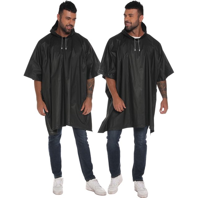 LCXmlly Imperméable Facile à Transporter Fermeture à Boutons Ponchos de Pluie Réutilisables 2 Pack Imperméables à Capuche pour Adultes Facile à Transporter Confortable à Porter