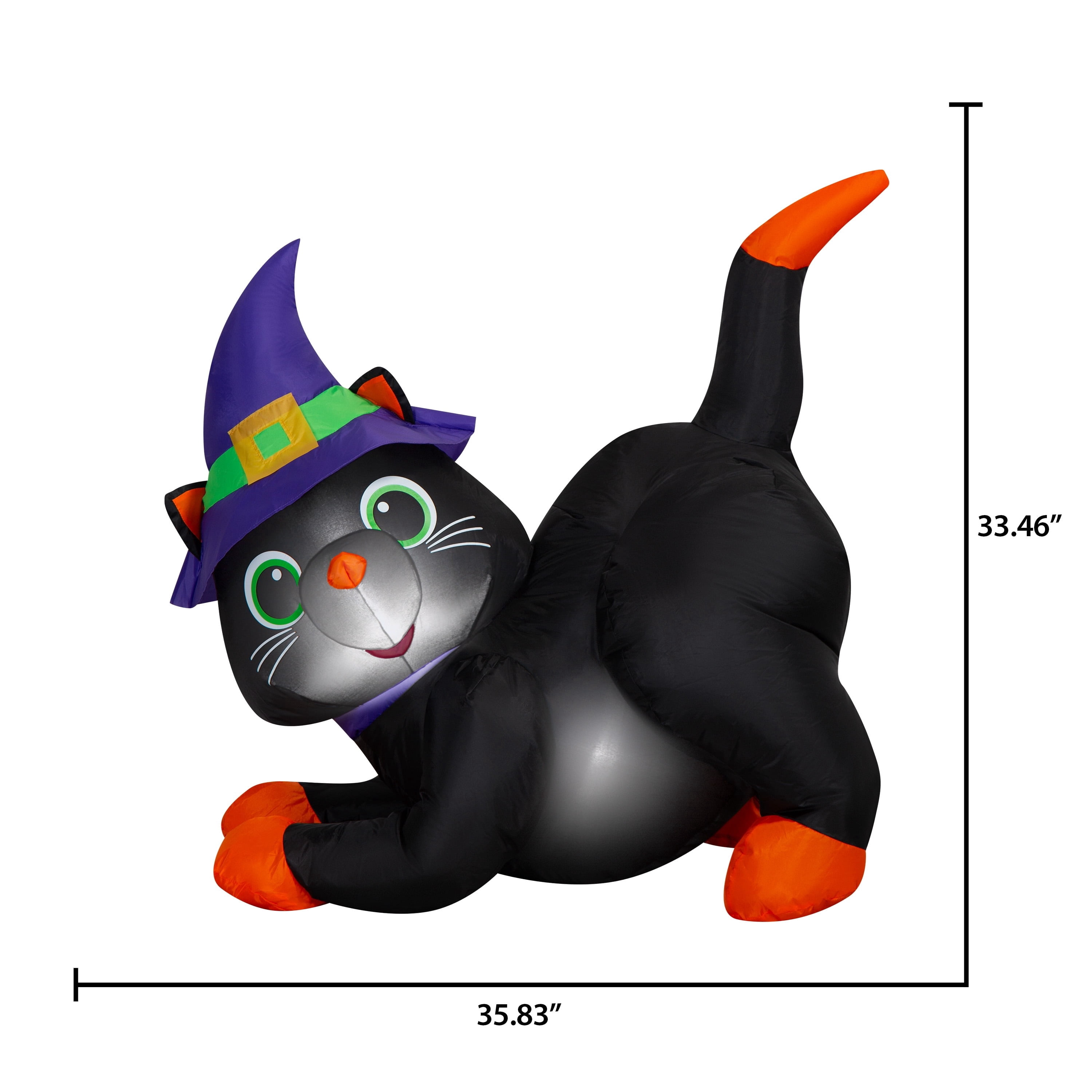 Black Cat Airblown Yard Inflatable, Multicolor, 3', Halloween by Way To Celebrate