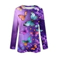 thumbnail image 6 of QUNYINEY Cute Over Sized T Shirt Women Casual Butterfly Long Sleeve Graphic Tees Going Out Loose Fit Pullover Crew Neck Trendy Tops for Women 2026, 6 of 8