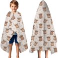 thumbnail image 3 of Beige Highland Cow Dot Pattern Hooded Bath Towel，60"x35" for Ages 3 To 12 Kids, Quick Dry Lightweight Soft Microfiber Hood Beach Towel Cover Up for Kids, 3 of 7