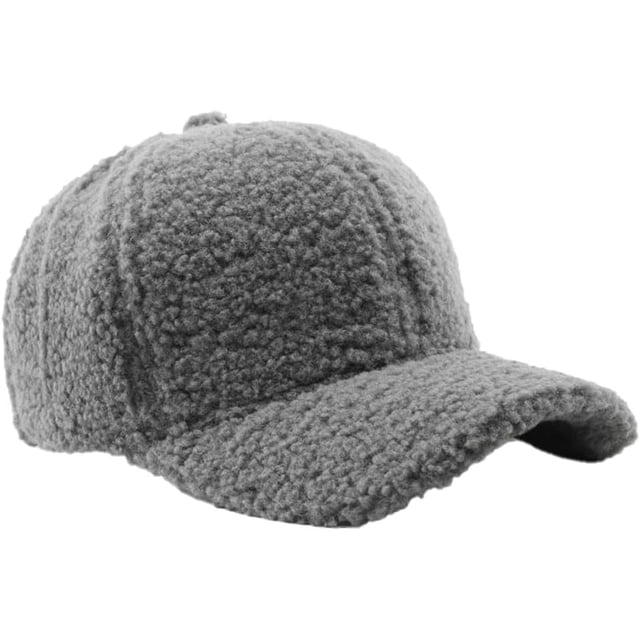 LinYooLi Winter Baseball Cap for Women Lamb Wool Solid Color Warm Visor Teddy Fleece Hat for Outdoor Travel Adjustable