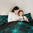 thumbnail image 5 of Manfei Boys Children Geometric Grid Plaid 2pcs Bedding Comforter Set,Abstract Neon Lights Twin Comforter Sets,Futuristic Cubes Breathable Bedding Set,Luxury Bedroom Decor,Reversible, 5 of 8