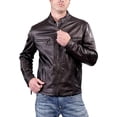 thumbnail image 2 of Men's Genuine Lambskin Leather Jacket Biker Soft Stylish Blue Motorcycle Jacket A038, 2 of 4