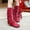 Red, variant on Women Boots Plus Size Ethnic Style Retro Tassel Flannelette Lining Mid-heel inner Sloping Heel Flat High Anti-Slip Comfort
