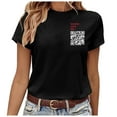 thumbnail image 1 of TSADFHJI Hauts pour Femmes Chic Aguichant Nouveau T-Shirt à Deux Codes Mode Col Rond Manches Courtes TTG Noir, 1 of 7