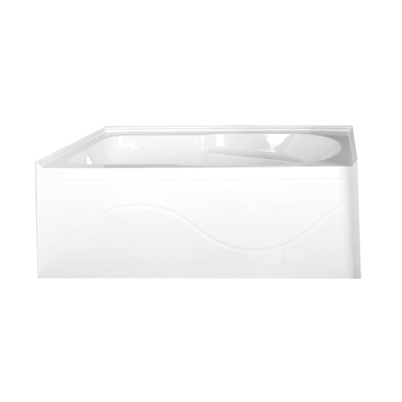 Aqua Eden VTAP603022L 60-Inch Acrylic Rectangular 3-Wall Alcove Tub with Anti Skid and Left Hand Drain Hole in Glossy White