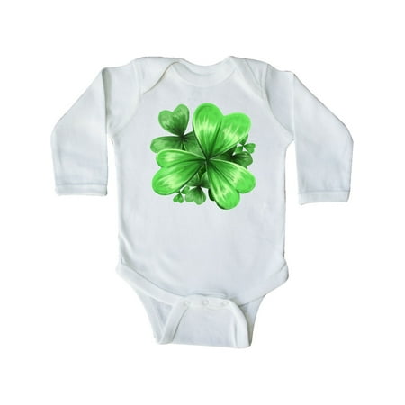 

Inktastic Painted Clover Patch- shamrocks for St. Patricks Day Gift Baby Boy or Baby Girl Long Sleeve Bodysuit
