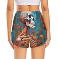 thumbnail image 2 of Lsque Artistic Orange Carnation Skull Printed Women's Running Shorts with Liner Pockets,Elastic Quick Dry Workout Athletic Gym Yoga Shorts,Womens High Waist Shorts-Large, 2 of 9