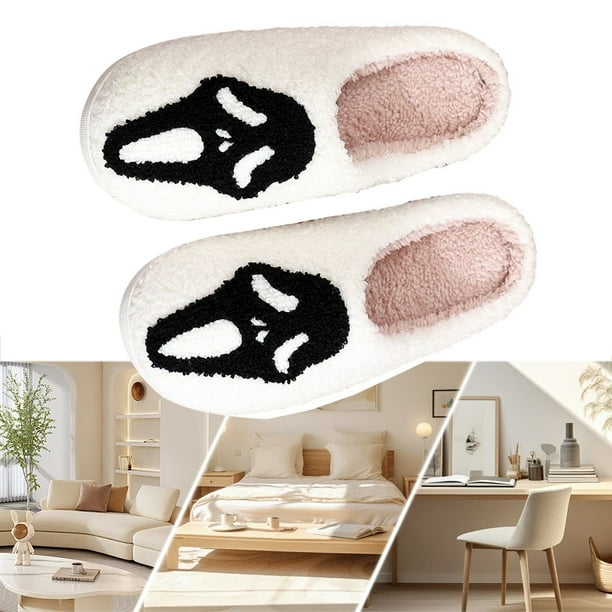 Pantuflas Con Punta Cerrada Esqueleto Halloween Felpa Antideslizantes para Hombres Y Mujeres