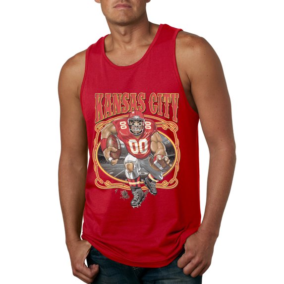 Wild Bobby,Kansas City Fan KC Fantasy Football Sports, Mens Graphic Tank Top, Red, X-Large