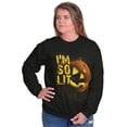 thumbnail image 4 of I'm So Lit Jack O Lantern Halloween Unisex Plus Fleece Graphic Sweatshirt Brisco Brands 2X, 4 of 5