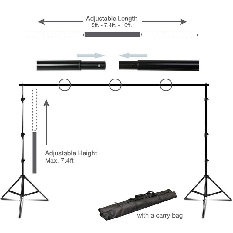 Hpusn BS01 10ft Adjustable Backdrop Stand for Photo Video Studio Backdrop  Support System Kit