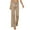Khaki, variant on Lenpel Women's Beach Pants High Waisted Drawstring Hollow out Wide Leg Crochet Boho Pants Cover up Pants