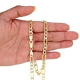 thumbnail image 3 of Nuragold 14k Real Yellow Gold Figaro Link 6.5mm Diamond Cut Two Tone Pave Chain Necklace (20"-30") Italian Jewelry for Men, 3 of 7