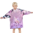 thumbnail image 3 of Purple Butterfly Pattern Blanket Hoodies for Kids 6-13YR Oversize Wearable Blanket Hoodies for Boys Girls Teens, 3 of 7