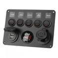 thumbnail image 2 of Panel de interruptor de palanca LED de 5 bandas con voltímetro digital universal para RV Car MotorboatRed, 2 of 12