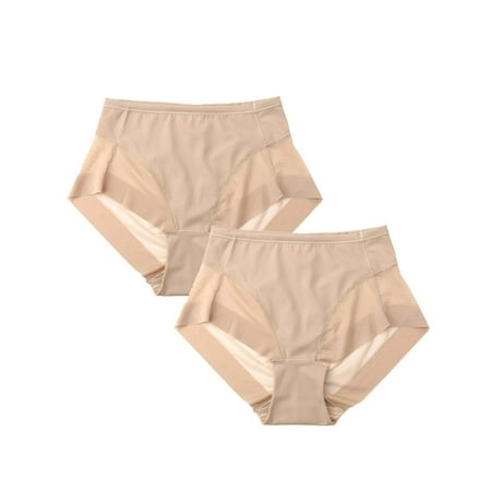Baywell Sexy Underwear 2 Pack for Women Ice Silk Seamless Panties No Show Panties Mid Waist Underwear Bikini Skin S-3XL
