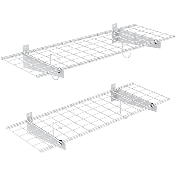 2 Pack Garage Storage Wall Shelves, 15" x 45" Wall Mounted Wire Shelves for Garage Heavy Duty Wall Shelving(Pack of 2, White)