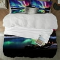 thumbnail image 2 of Pratyus Aurora Borealis Space Art 3-Piece Bedding Set - Soft Peach Skin Fabric - Bedroom Guest Room Decor - Machine Washable 87x68in, 2 of 8