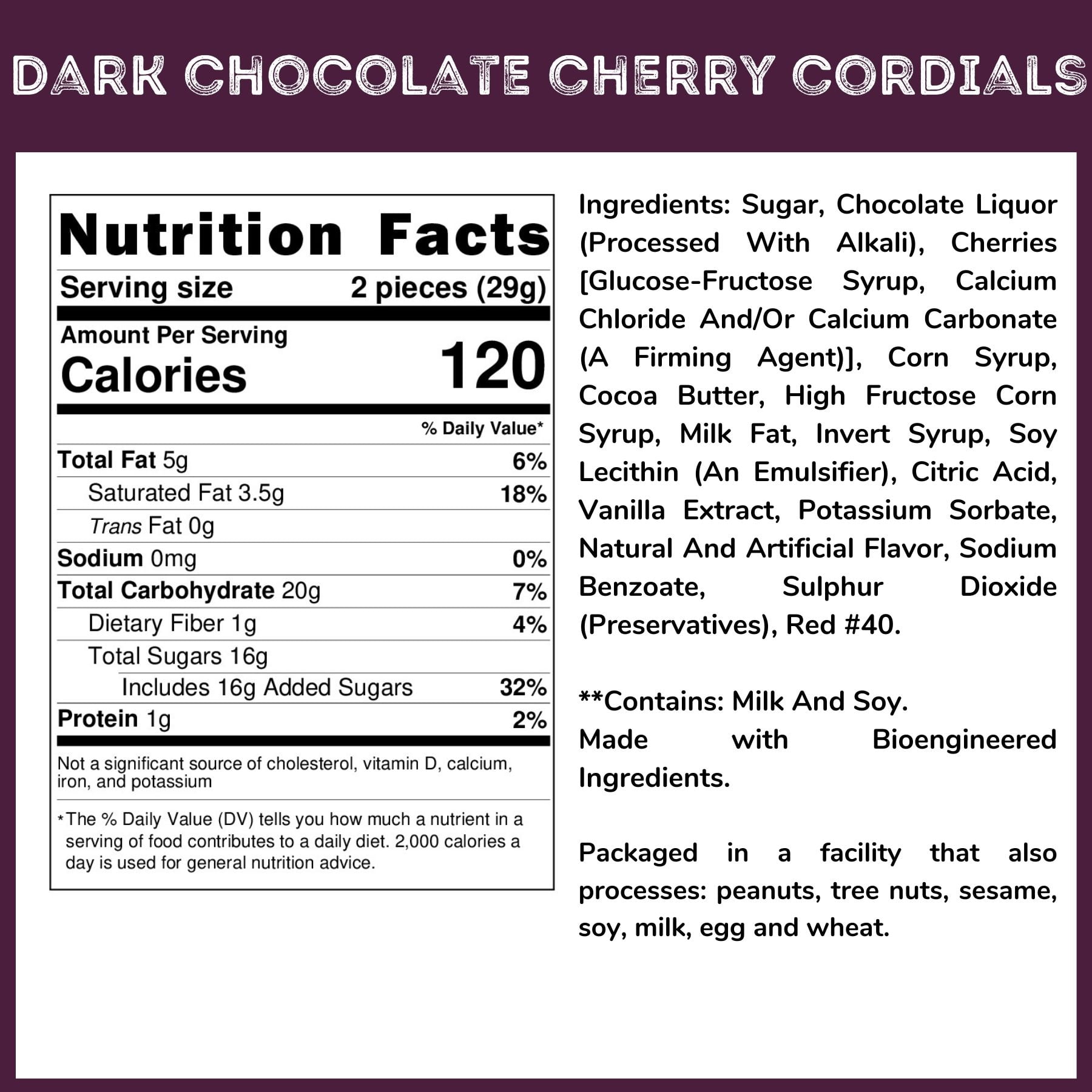 WinCrest Dark Chocolate Cherry Cordials - 1.25 Lb Tub