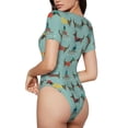 thumbnail image 2 of Saiise Grenouillère à Manches Courtes pour Femmes Motif Teckel Chien Chiot, Pyjama à Col Rond, Justaucorps Extensible avec Fermeture à Boutons-Pression - Grand, 2 of 7