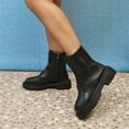 thumbnail image 2 of Black Women'S Fashion Casual Winter Solid Color Lace-Up Low Heel Ankle Boots Retro Comfortable Non-Slip Durable Booties 1.43 Lbs, 2 of 9