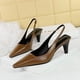 thumbnail image 5 of Zapatos de tacón medio estilo minimalista para mujer, con tacón alto cónico, boca baja, punta cuadrada pequeña, tira trasera hueca, versátiles, 5 of 5