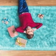thumbnail image 2 of Junovo Luxury Fluffy Area Rugs Areary Rug for Bedroom Shaggy Rugs Area Carpet for Living Room Bedroom Room,2'x4',Teal Blue, 2 of 7