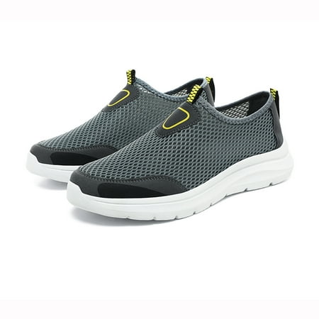 

LRJTENG Men s sneakers Men Summer Mesh Breathable Hiking Shoes Comfortable Walking Shoes Outdoor Travel Shoes Fashion Casual Sports Shoes Grey