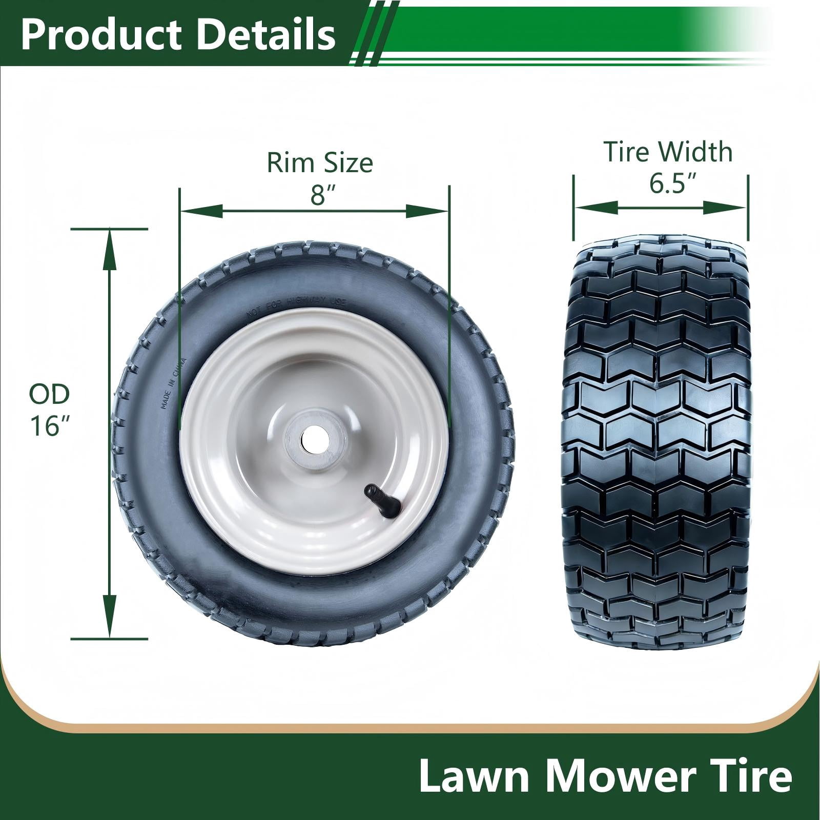Hi-Run SU12 16X6.50-8 Front 2 PR Lawn and Garden Tire & Wheel Assembly