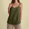 thumbnail image 2 of GEWSEY Womens Camisole Tank Tops Dressy Casual Cotton Linen Gauze Cami Shirts Adjustable Spaghetti Straps Tunic with Pockets (Army Green, M), 2 of 8