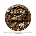 thumbnail image 3 of Wooden Wall Clock, Cats-Themed Timepiece With Quartz Movement, for Home Decor, Multicolour, 3 of 6