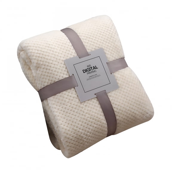 AUQ Ultra Soft Throw Blanket,Fluffy Blankets&Throws - Blanket Cozy Warm Thick The New Coral Flannel Solid Color Office Lunch Break Blanket White Gift Blanket for Women,Men
