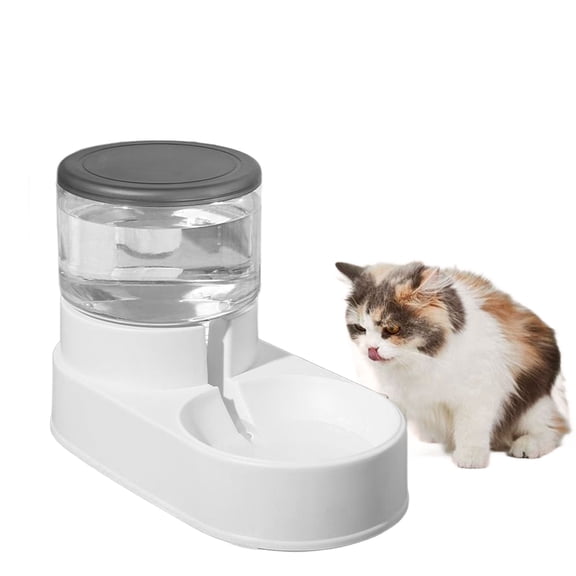Kathson Automatic Water Feeder,1 Gallon Gravity Dog Water Dispenser,Large Capacity Auto Pet Drinking Bowls,Waterer Fountain Self Feeding Station Bowl for Cats,Dogs,Grey