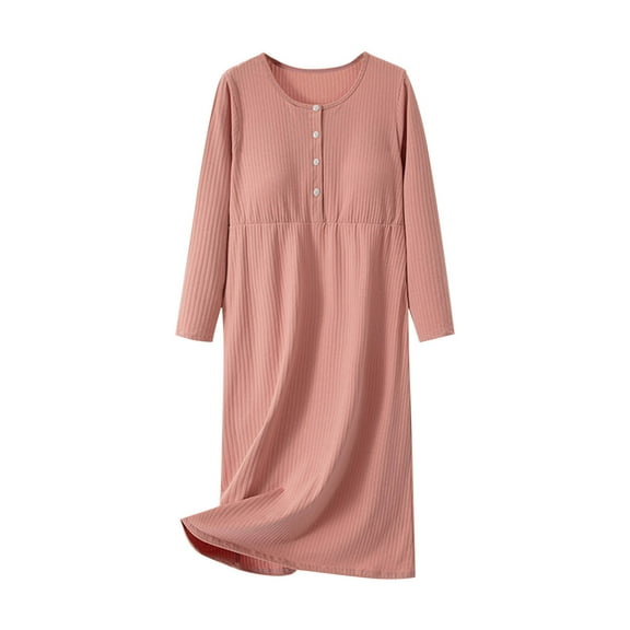 Bovxnpu Nightgowns for Women, Women's Nightgown Cotton Sleep Shirts Long Sleeve Nightshirt Pullover Nightdress Soft Sleepwear