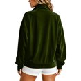 thumbnail image 6 of Smupbvky Womens Velour Zip Up Bomber Coat Stand Collar Long Sleeve Oversized Jacket Fall Winter Casual with Pockets (2XL, Green), 6 of 9