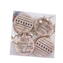 12PC Christmas Farmhouse Rustic Ornaments Set for Christmas Tree Decorations Hanging Reindeer Wood Tree Ornaments Round Wooden Christmas Tree Decorations Gift Tags