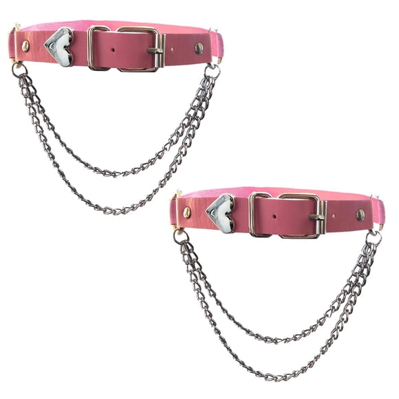 Liguero para muslos Lockban ajustable de piel en forma de corazón, rosa, x2