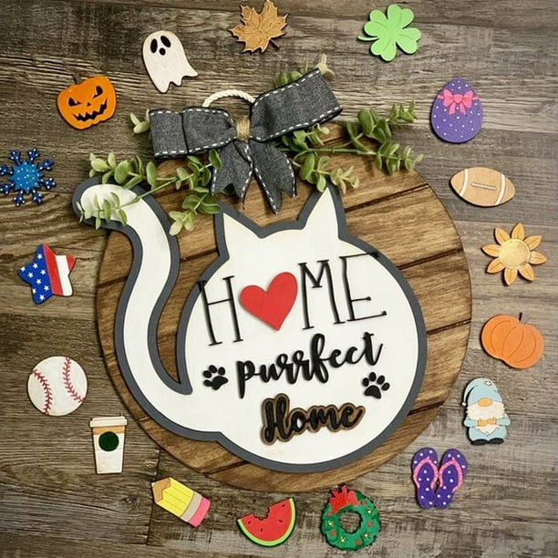 Decoración hogareña Gwong colgando signo decorado madera portátil magnético bowknot palabra señal placas para el hogar Gwong 21066254
