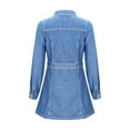 thumbnail image 5 of Miqool Womens Denim Dress Casual Fall Long Sleeve Button Down Distressed Belted Jean Dress with Pockets, 5 of 7