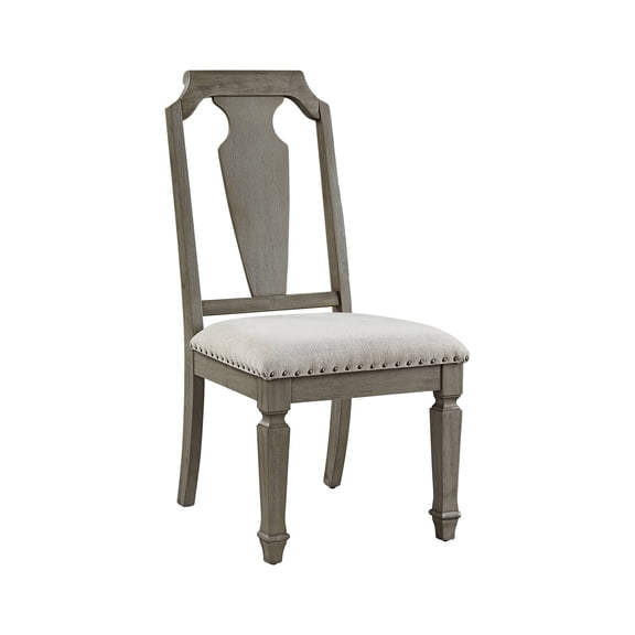 MMGW Set of 2 Zumala Beige Linen Side Chairs with Weathered Oak Finish