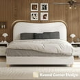 thumbnail image 3 of Merluxy King Size Boucle Bed Frames, Upholstered Platform Bed with Curved Shaped Headboard, Soft Rounded Corners, Noise Free, Easy Assembly, Cream, 3 of 6