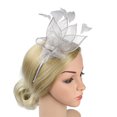 thumbnail image 3 of Tittly Head Scarf Fascinators Hats Women's Elegant Hat Strap Flower Feather Party Hat Hair Clip Headband Accessory Head Scarf Hair Accessories Grey One Size, 3 of 9
