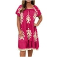 thumbnail image 2 of Ayolanni Boho Women's Holiday Party Dresses Pink Short Sleeve Midi Dresses Summer Dresses for Teen Girls 3x, 2 of 6