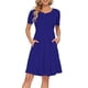 thumbnail image 1 of Vestido AUSELILY de verano para mujer, manga corta, hasta la rodilla, azul, 1 of 5