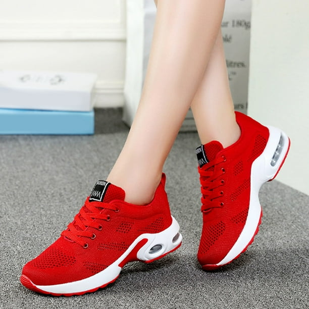 Zapatos deportivos para caminar para mujer plataforma con cordones zapatos de tenis cojín de aire para mujer